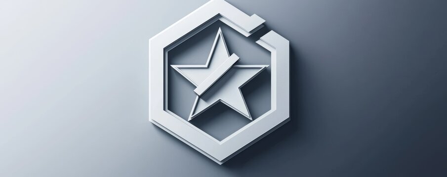 Create a logo with a star and checkmark within a hexagon to convey strength and high standards.
