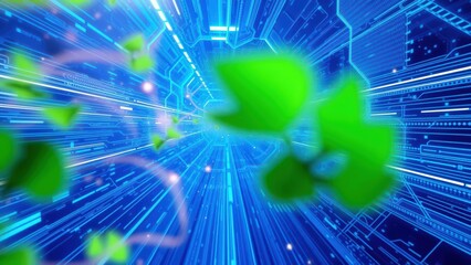 Obraz premium Vibrant Blue Tech Network Explosion: Symbolizing Innovation, Connectivity, and Digital Evolution