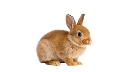 Obraz premium One newborn rabbit on a white background. Telephoto lens photography Realistic daylight