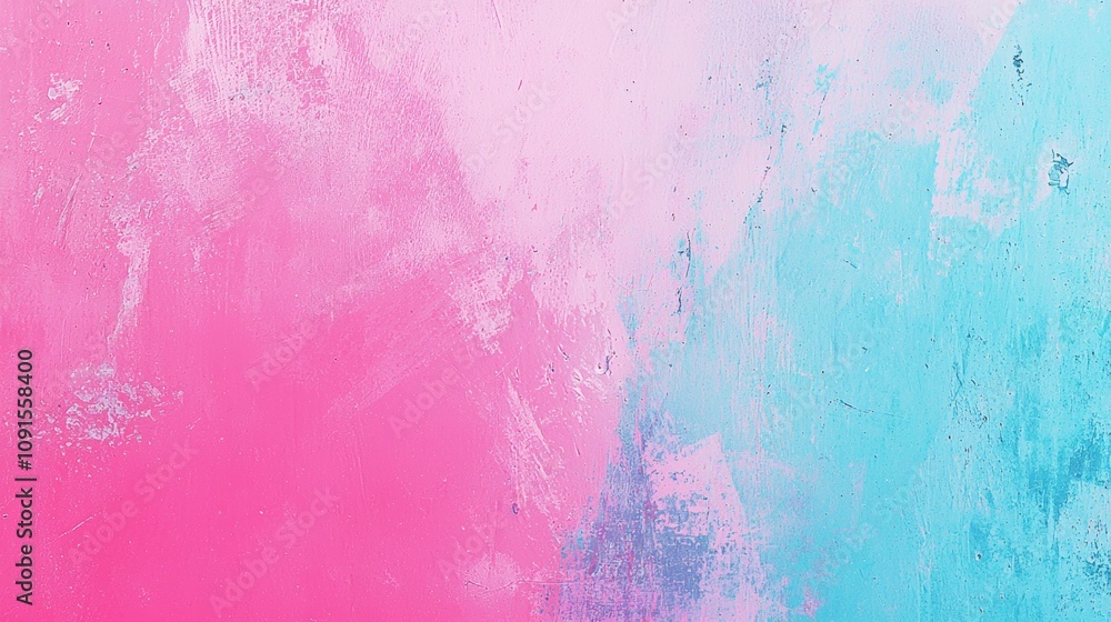 Poster soft pink and light blue paint strokes blend on a wall, creating a modern gradient effect with visib