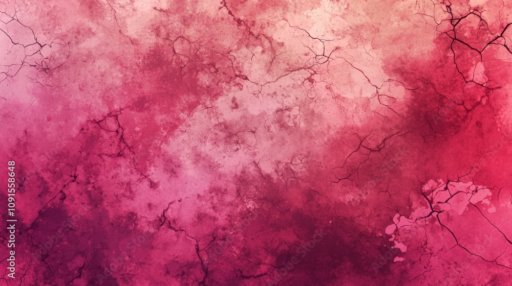 Poster pink and red grunge textured background featuring cracks, creating a vintage or distressed effect, s