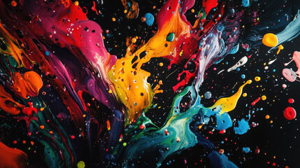 A colorful splash of paint, creating an artistic and vibrant wallpaper on a black background
