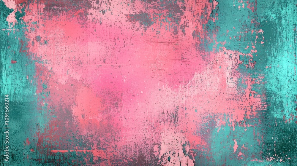 Poster pink and turquoise hues blend seamlessly in an abstract textured background, creating a dynamic and 