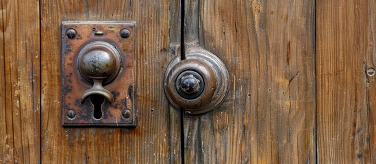 Obraz premium Wood Texture with Door Knob and Keyhole