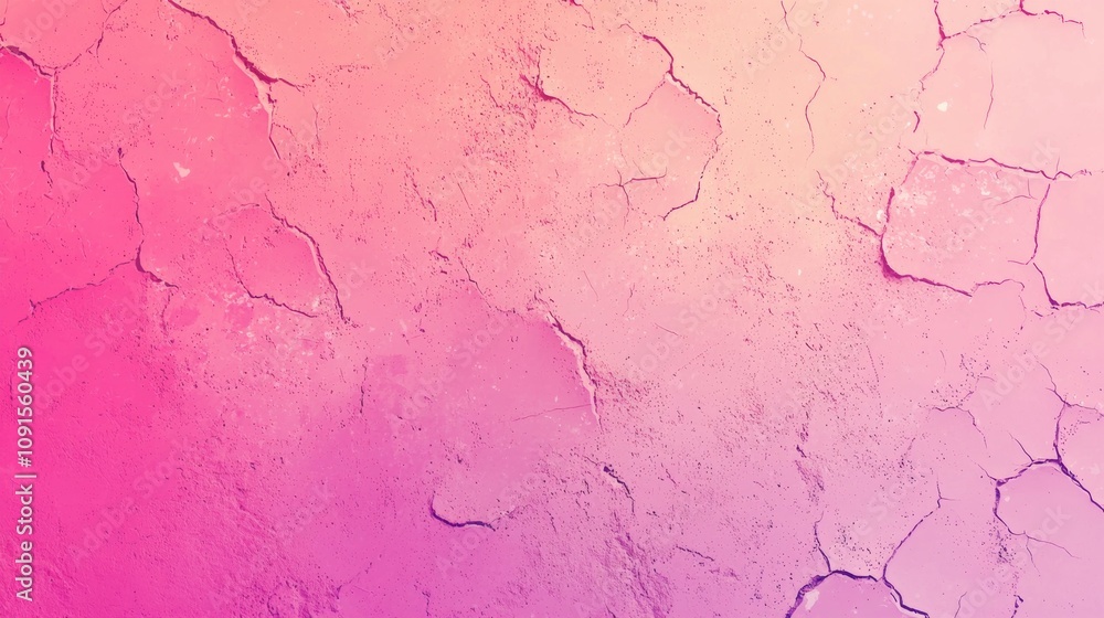 Poster gradient pink and orange wall texture featuring cracks creating an abstract and textured background,