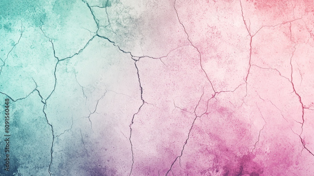 Poster gradient background featuring a cracked concrete surface transitioning from teal to pink, creating a