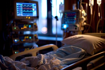 Bright hospital lobby featuring white decor and a gently blurred environment