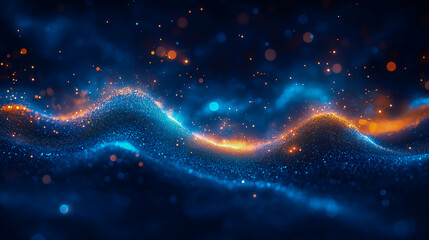 Obraz premium Blue abstract technology data wavy lines in holographic style. street Banner design