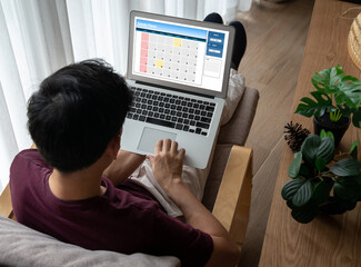 Obraz premium Calendar on computer software application for modish schedule planning for personal organizer and online business
