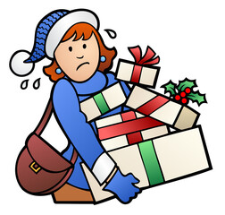 Woman exhausted by holiday shopping