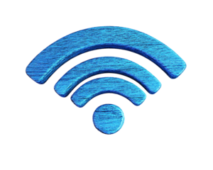 a blue wifi symbol