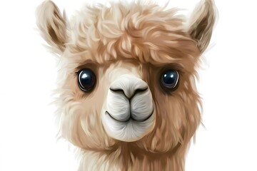 Naklejka premium Fluffy alpaca with a curious look