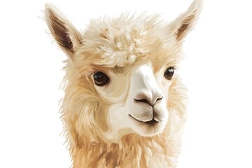 Fototapeta premium Fluffy alpaca with a curious look