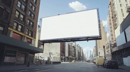 Fototapeta premium Large blank commercial signboard mounted on city street hoarding with white space ready for mockup. 