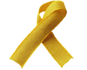 a yellow ribbon on a white background