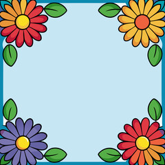 Obraz premium Colorful Flower Frame on Empty Space