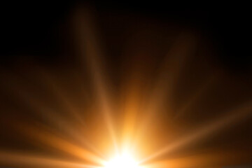 orange spotlight effect or crepuscular rays isolated on black background