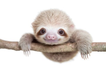 Obraz premium Charming baby sloth hanging from a branch