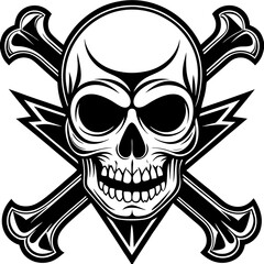 Crossing bones skull vector silhouette 