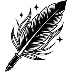 Obraz premium feathers pen vector silhouette 