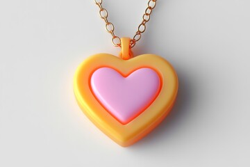 Fototapeta premium Gradient heart pendant on chain with soft shadows