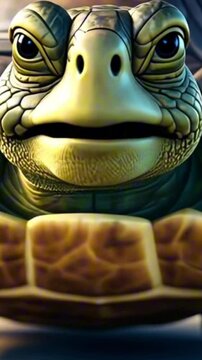 vertical 9:16 3d turtle cartoon character digital art