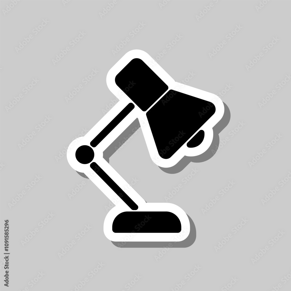 Poster table lamp simple icon vector. flat design. sticker with shadow on gray background
