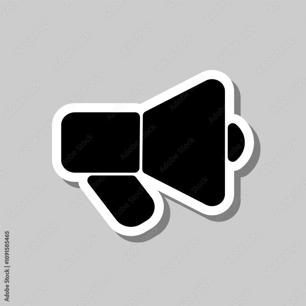 Poster speaker simple icon vector. flat design. sticker with shadow on gray background