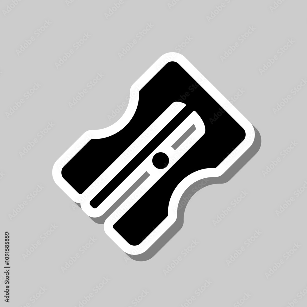 Poster sharpener simple vector icon. flat design. sticker with shadow on gray background
