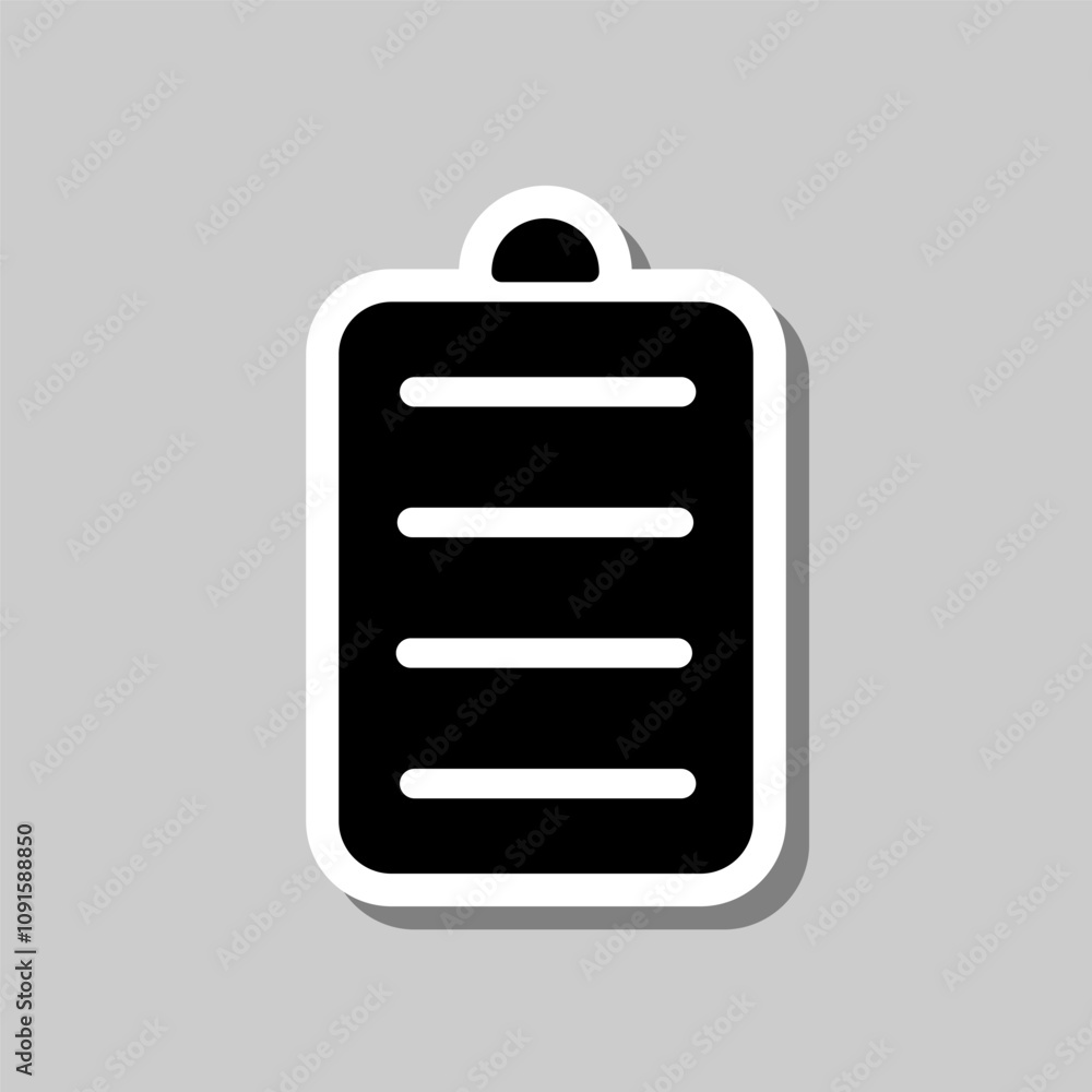 Aufkleber notepad simple icon vector. flat design. sticker with shadow on gray background