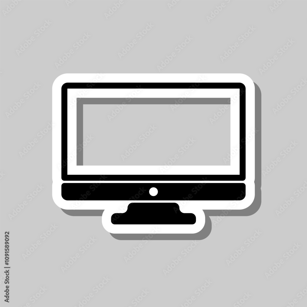 Aufkleber monitor simple icon vector. flat design. sticker with shadow on gray background