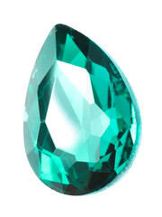 One green shiny gemstone isolated on white