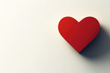 Fototapeta premium Red heart on neutral background, symbolizing love and emotion.
