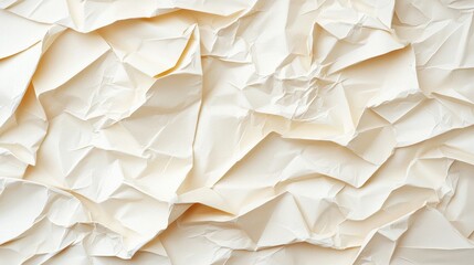 Obraz premium Crumpled Beige Paper Texture Abstract Background Cream Paper Wrinkled Vintage Grunge