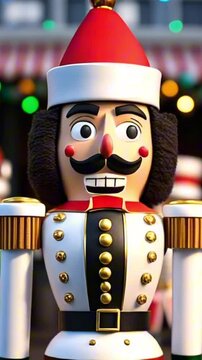 vertical 9:16 3d christmas nutcracker cartoon character mascot digital art