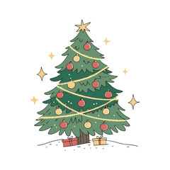 Fototapeta premium Abstract Doodle Christmas Tree Silhouettes Hand-Drawn Vector Illustrations 