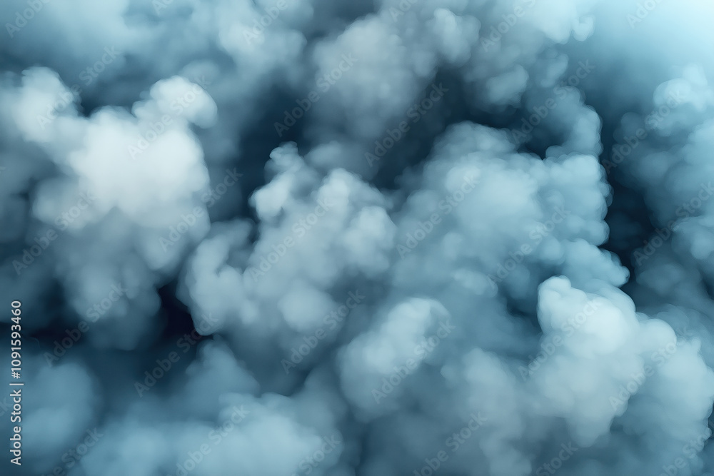 Poster misty clouds blend into a soft blue background creating a serene atmosphere