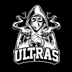 vector of ultras hooligan casual ultras football soccer supporter with flare smoke