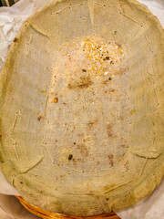 Empty bread basket just crumbs in Puerto Escondido Mexico.