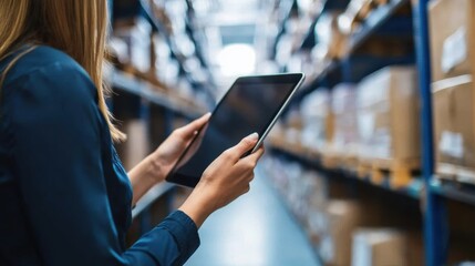 Worker working in warehouse with store inventory.