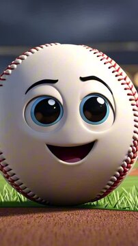 vertical 9:16 3d baseball cartoon character mascot digital art
