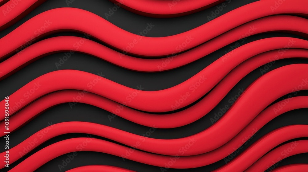 Aufkleber abstract red and black wave background 3d render modern design stylish texture