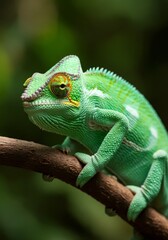 Obraz premium Green Chameleon detailed animal ultra realistic, close up macro photography, wild nature photograpgy