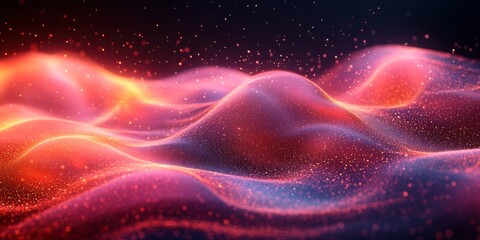 Fototapeta premium Pink abstract glare in waves on a dark background. Beautiful abstraction with a place for text, banner, future