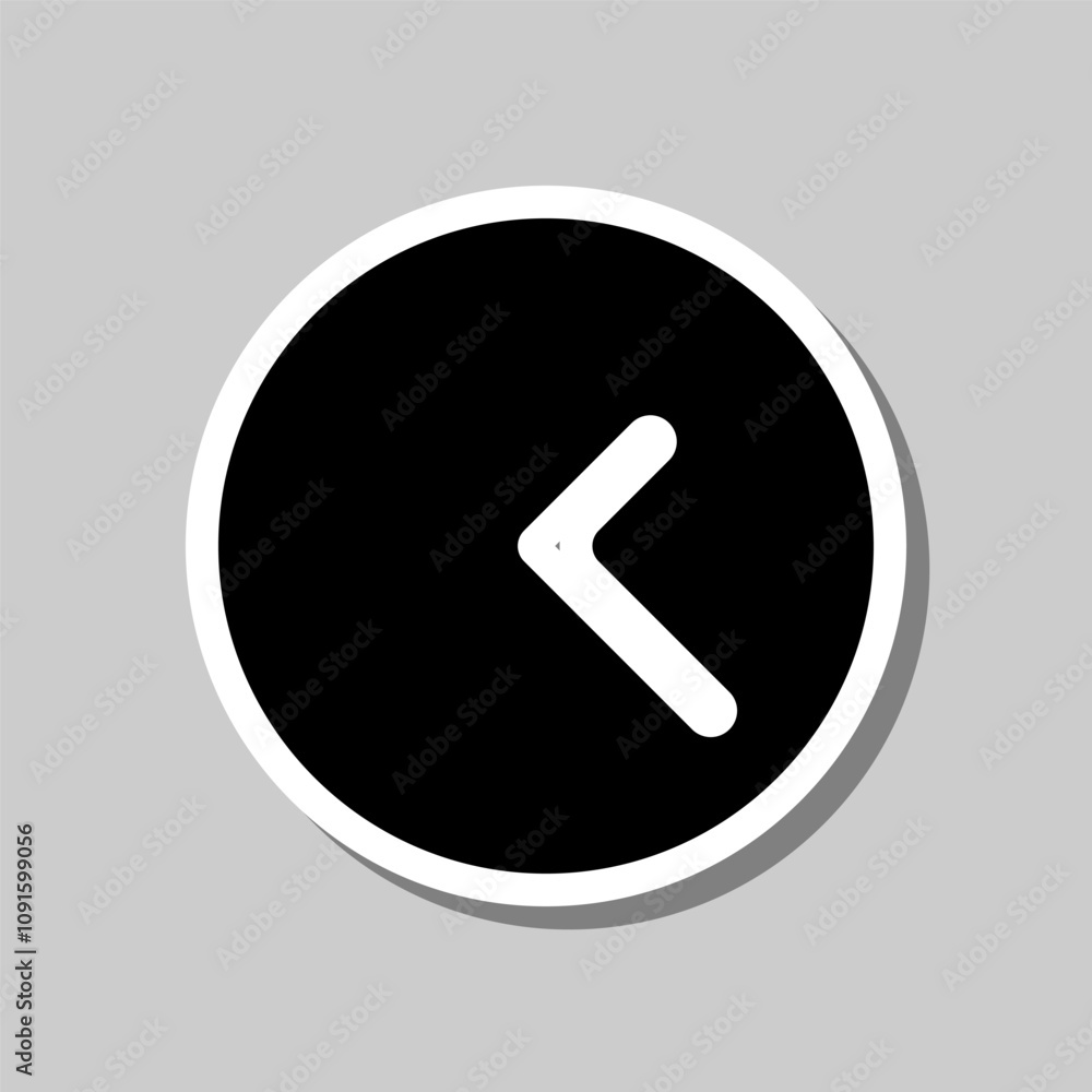 Poster clock simple icon vector. flat design. sticker with shadow on gray background