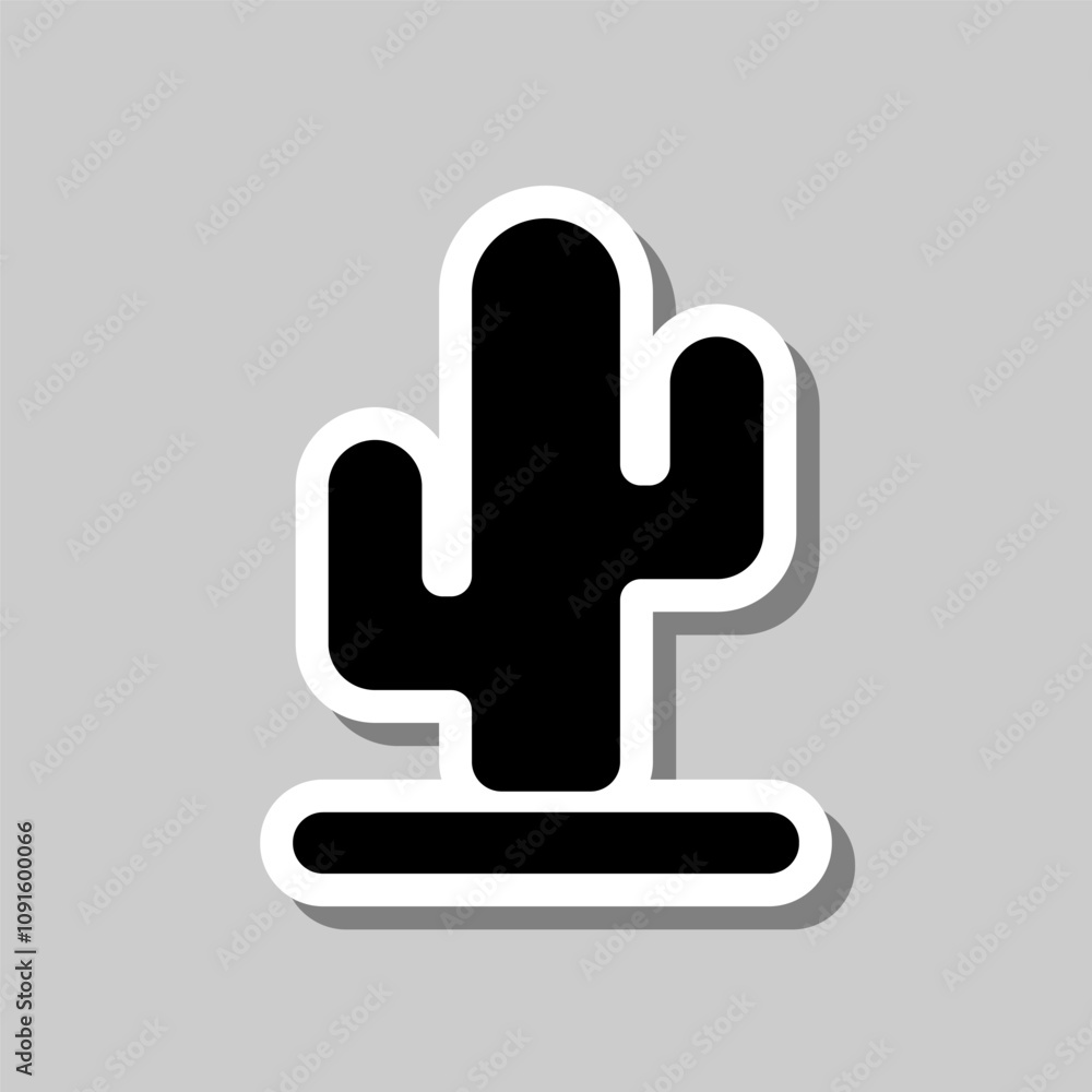 Aufkleber cactus colour simple vector icon. flat design. sticker with shadow on gray background