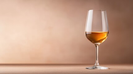 A tall, elegant glass half-filled with a golden-hued beverage, placed against a subtle background, depicting sophistication and simple beauty in its presentation.