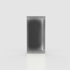 A Single Sleek Gray Sachet Packet With Smooth Reflective Surface And Crimped Edges 3D Illustration
