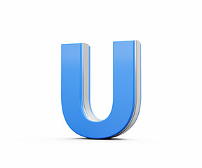 Blue Capital Letter U Gleams With Its Sleek Modern Design Bold Font With Sharp Edges 3D Illustration