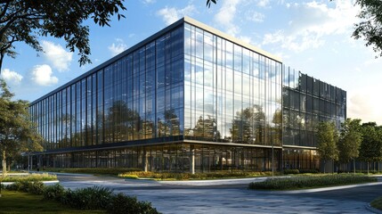 Modern Business Center: A sleek glass building representing a modern business center.
